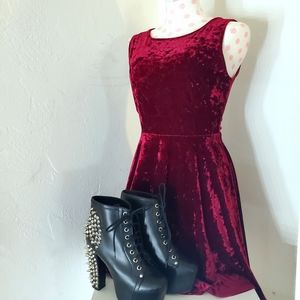 Wine Velvet Baby Doll Mini Dress